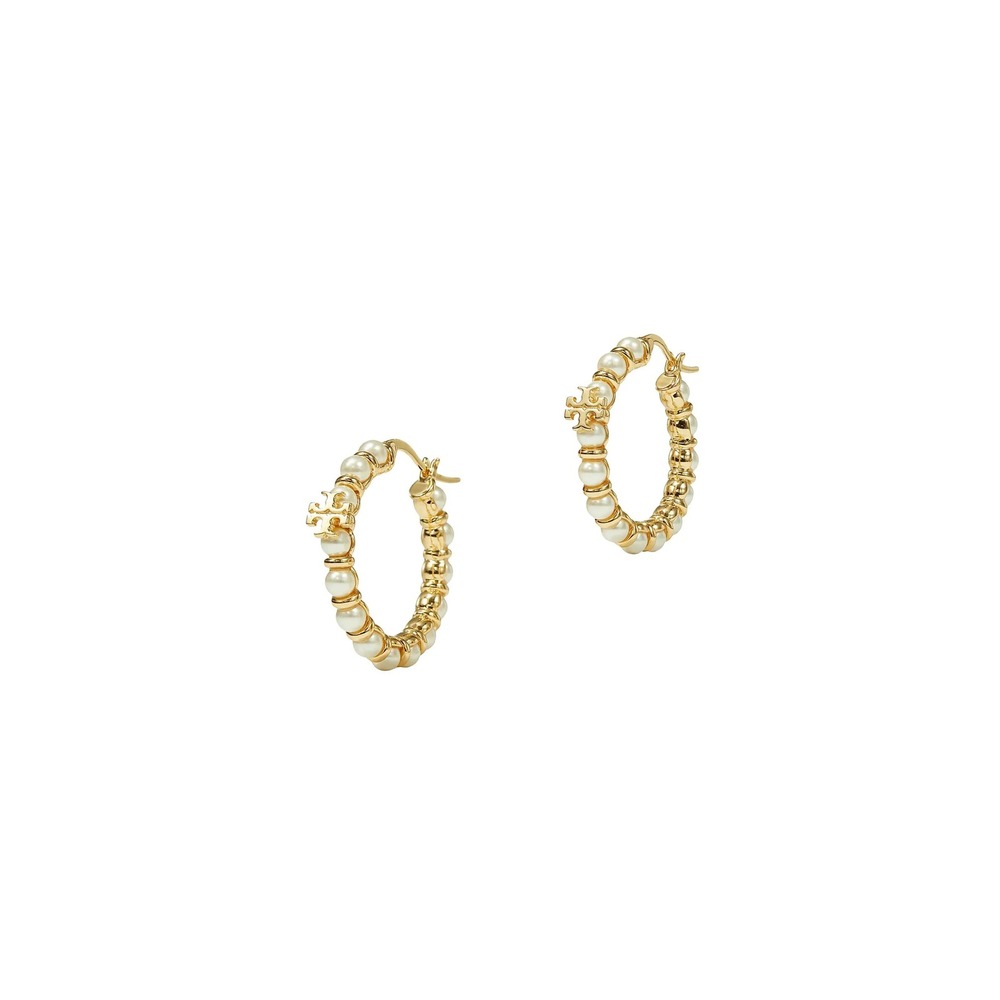 NWT Tory Burch Kira Pearl Loop Earrings / MSRP $148 / Dustbag Included